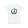 Blue Floral Peace Damen Tshirt Farbe Weiß