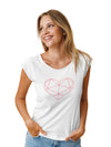 Geo Heart Damen Tshirt Farbe Weiß